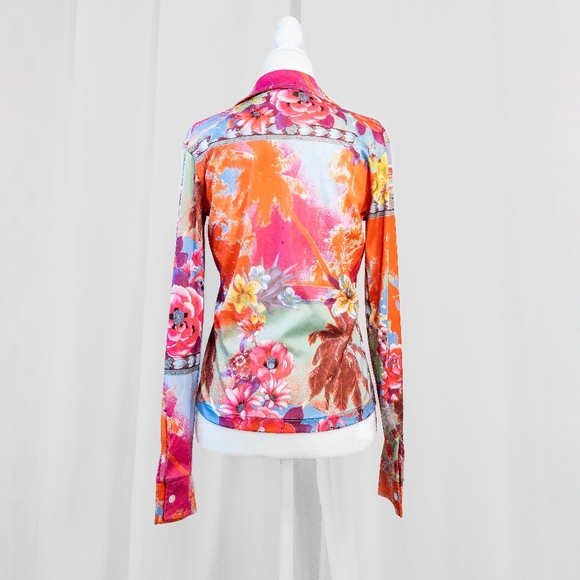 90s Retro Vibrant Rampage Button Up Crop - Picture 5 of 6